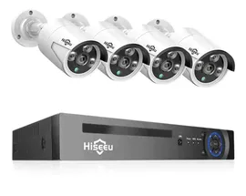Цифровой набор системы видеонаблюдения Hiseeu HB613-P, 4 Уличных IP камеры 4MP, POE, 8 CH